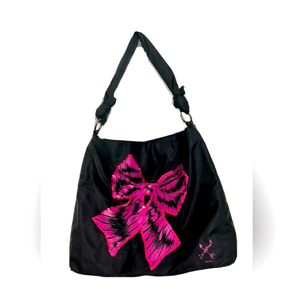 VERA WANG "Lovestruck" 🖤BLACK & PINK🩷 SEQUIN BOW TOTE SHOULDER BAG 🌟NWT🌟 - Picture 10 of 11
